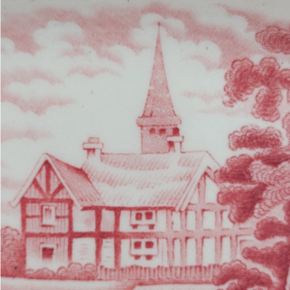 Enoch Wood's English Scenery Wood and Sons Pink Countryside Vegetable Bowl 7 in - Picture 6 of 10